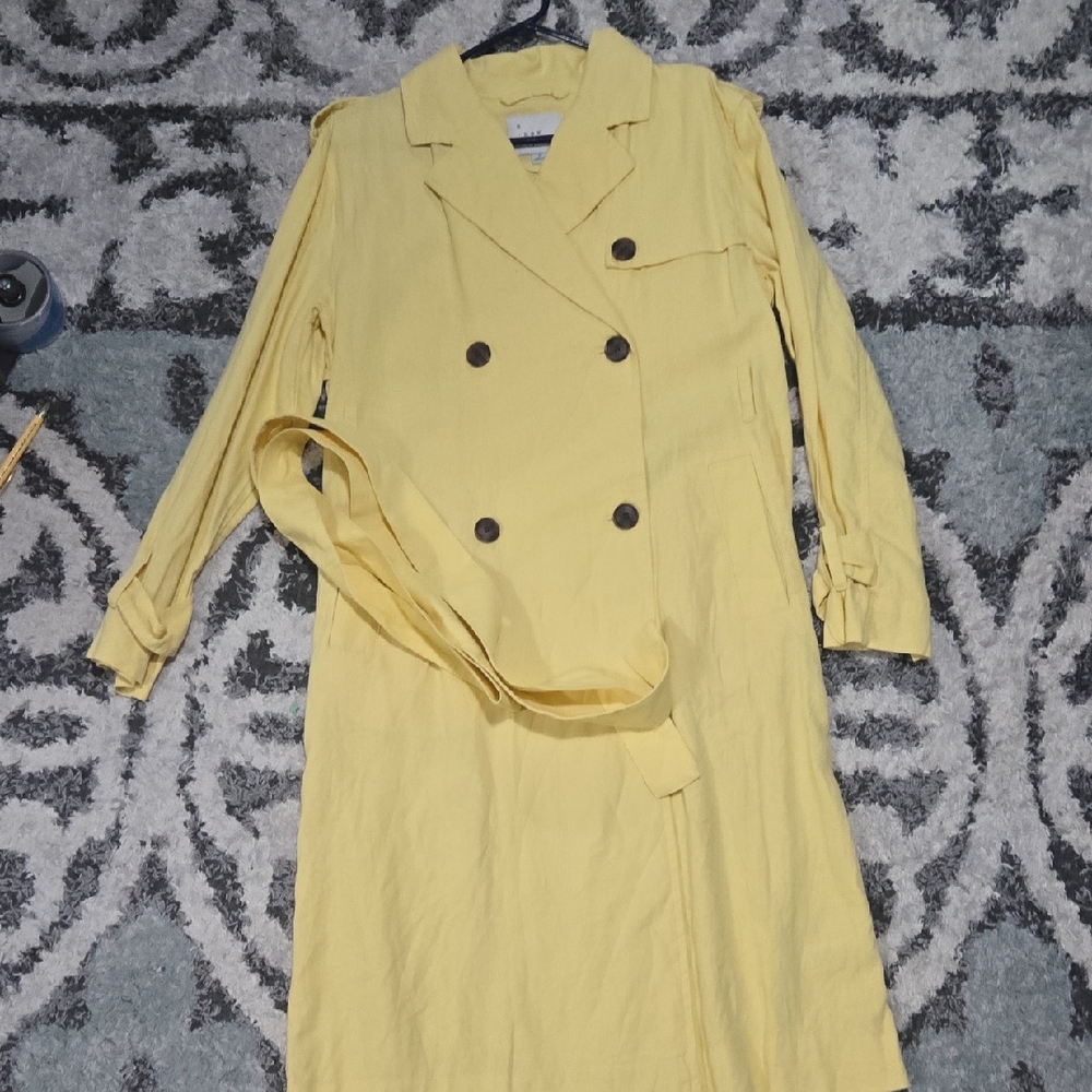 Yellow Double-Breasted Trench Coat